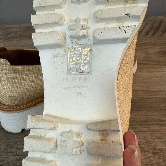 M. Gemi Raffia Lug Sole Loafers Woven Fabric Chunky Rubber Sole Sz 38 US 7.5 - Picture 7 of 8